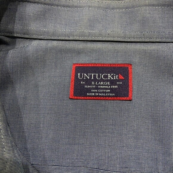 UNTUCKit Slim Fit Wrinkle Free Button Down Grey Dress Shirt Men's Size X-Large - Picture 6 of 10